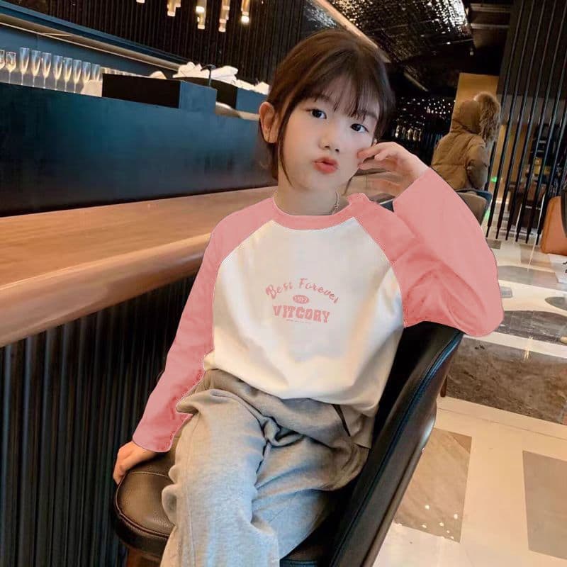 Kids Long Sleeve T-Shirt Boys Girls Base Layer Patchwork Fashionable Baby Middle and Big Kids Top Trendy No