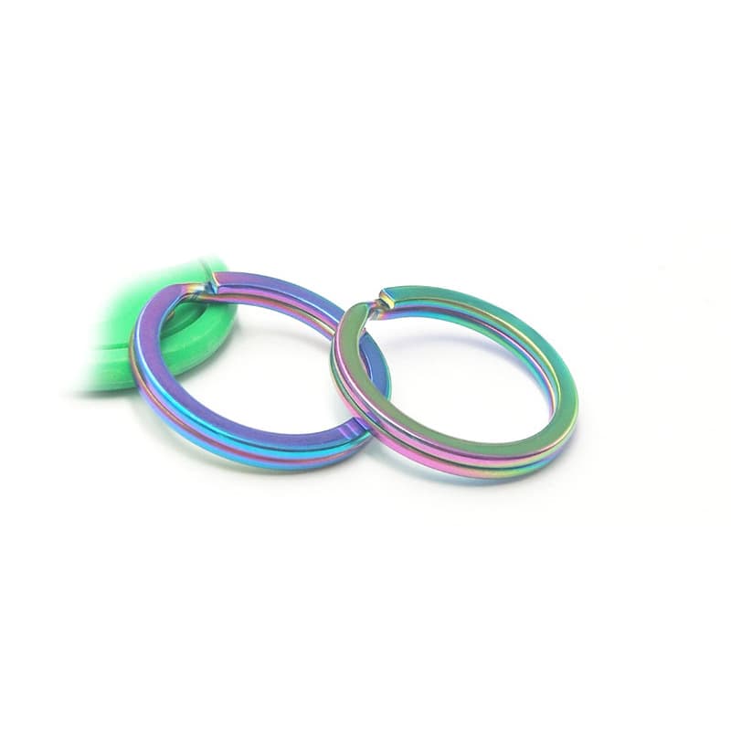 Vacuum Plated Rainbow Stainless Steel Key Ring Keychain Cute Keychain Flat Ring Circle Key Ring Gift