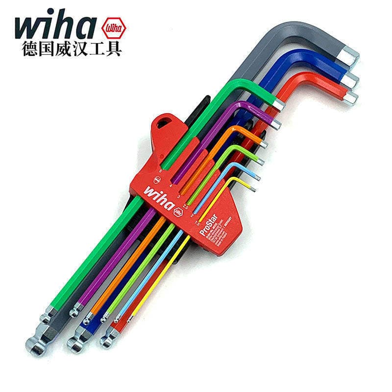 wiha German Color Hex Key Set Imported 369 Long Ball End L-Shape Screwdriver
