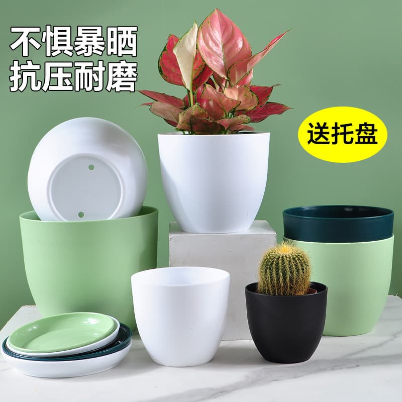 New Thickened Egg-Shaped Plastic Flower Pot, Nordic Simple Style, Home Large Size Matte Green Plant Floor Resin Flower Pot, Wholesale