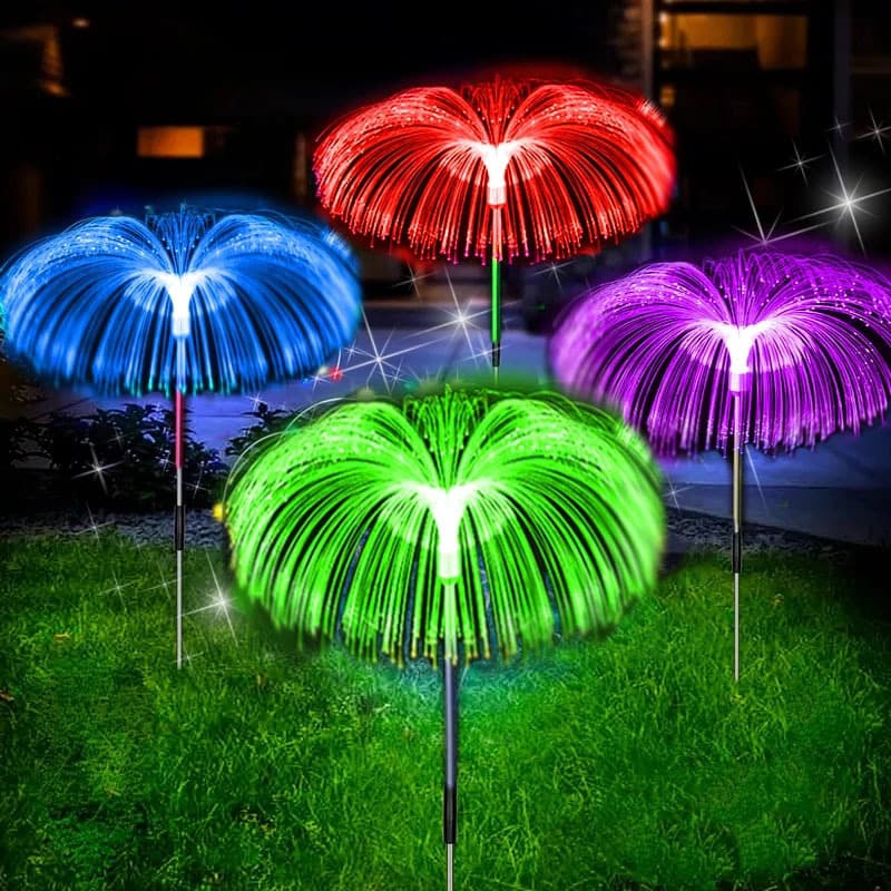 Solar Jellyfish Light Fiber Optic Decorative Atmosphere LED Outdoor Waterproof Garden Courtyard Arrangement Ground Insert Lawn Light