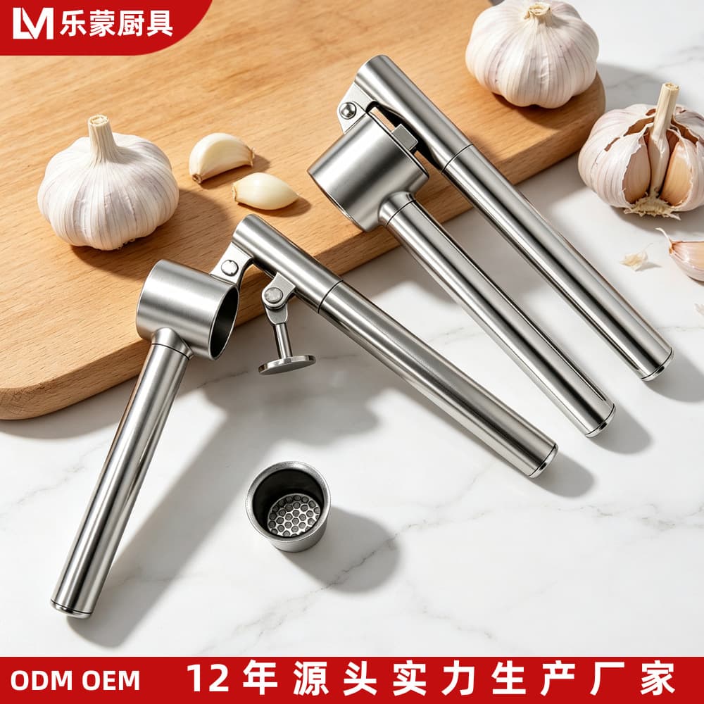 Stainless Steel Garlic Press - Manual Garlic Mincer for Home Use, Garlic Crusher and Chopper Tool