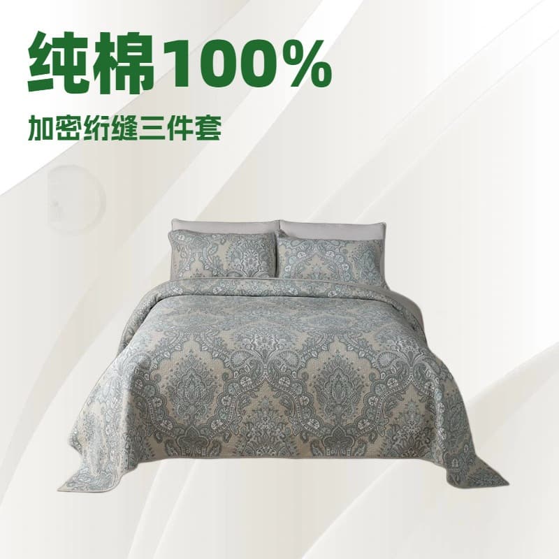 Flowering foreign trade cross-border European and American printing high-density quilted cotton bed cover thin model suitable for all seasons and machine washable