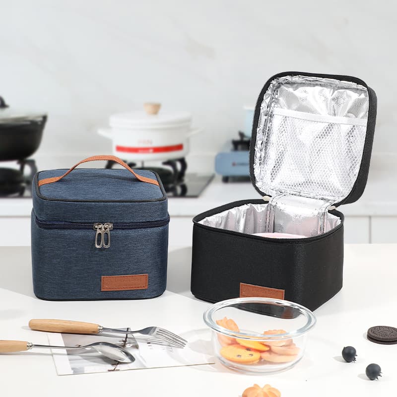 Cross-border Hot Selling Lunch Bag Simple Handheld Square Insulated Bag Outdoor Fresh-Keeping Bento Thermal Bag