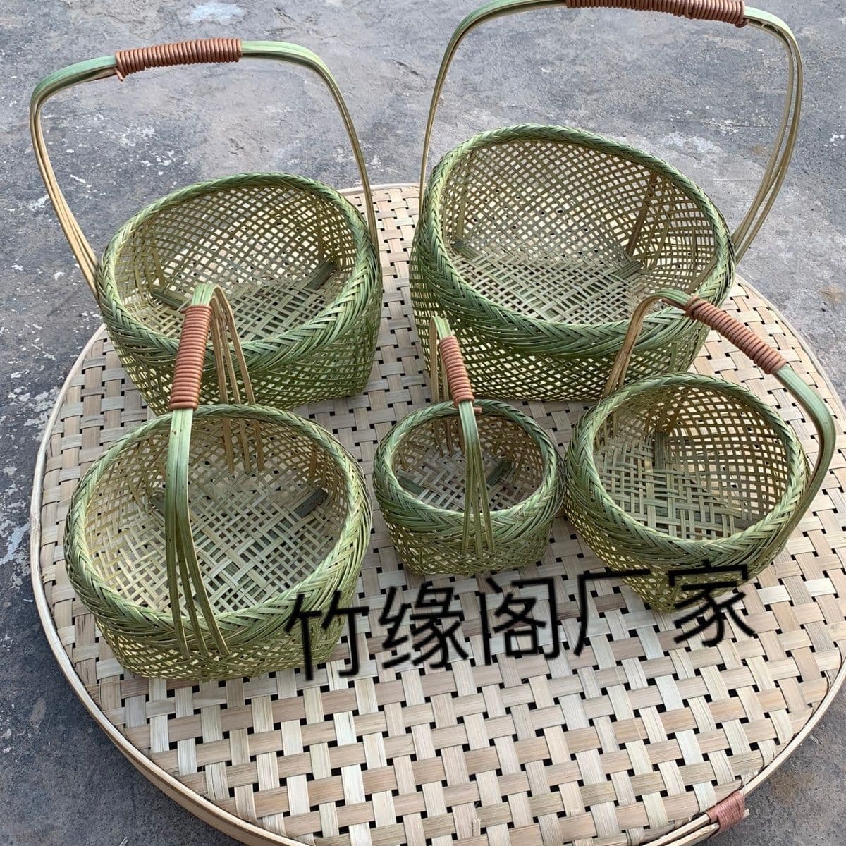 All-Bamboo Green Household Handheld Egg Basket, Fruit Basket, Strawberry Basket, Mini Cute, Also Suitable for Vegetables and Storage