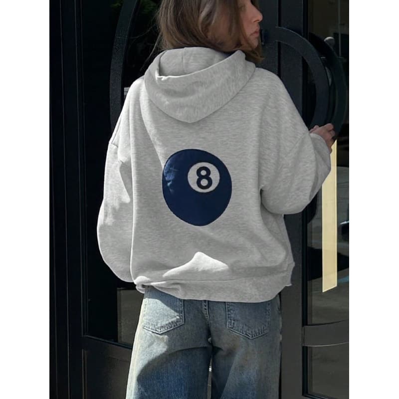 European and American women's casual hoodie with long sleeves, drawstring, and billiard print