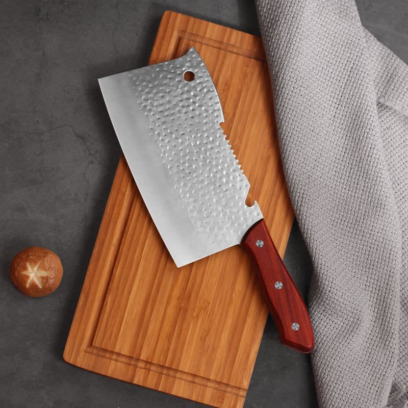 Multi-Purpose Colorful Wood Stainless Steel Knife, Slicer, Bone Chopper, Exhibition and Street Fair Axe-Style Blade