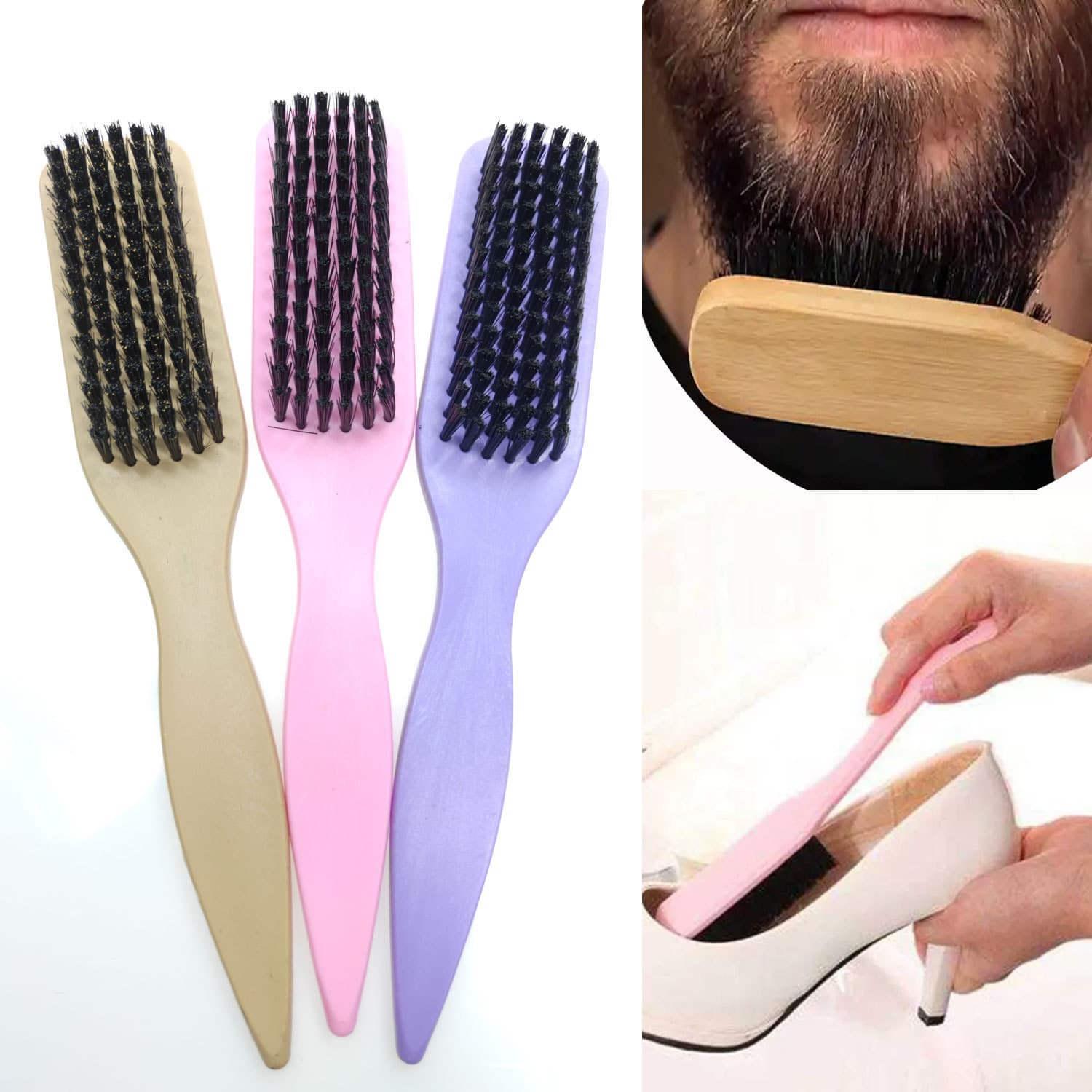 Men's beard brush, beard comb, plastic imitation wood grain handle, styling comb, beard care tool, shaving accessories
