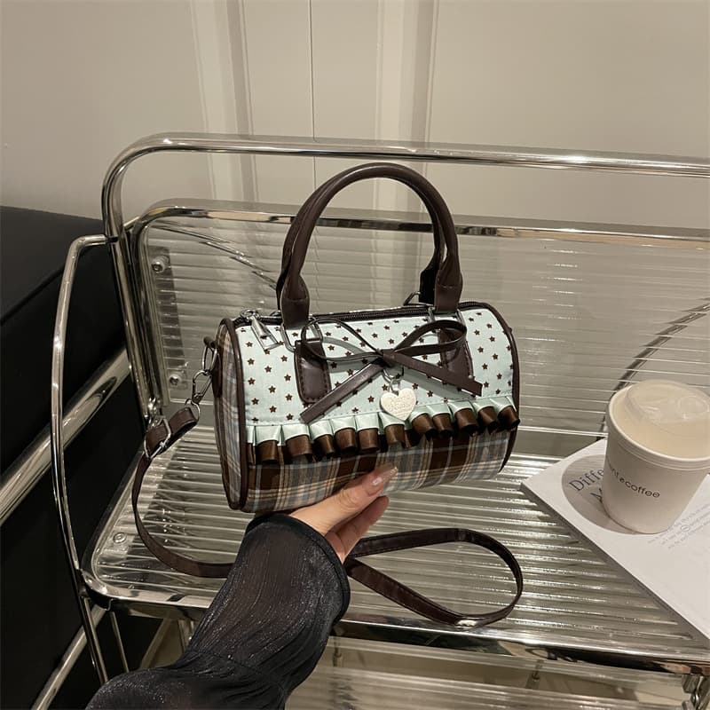 2025 new high-looking polka dot bow lace backpack plaid girls versatile school bag outing backpack