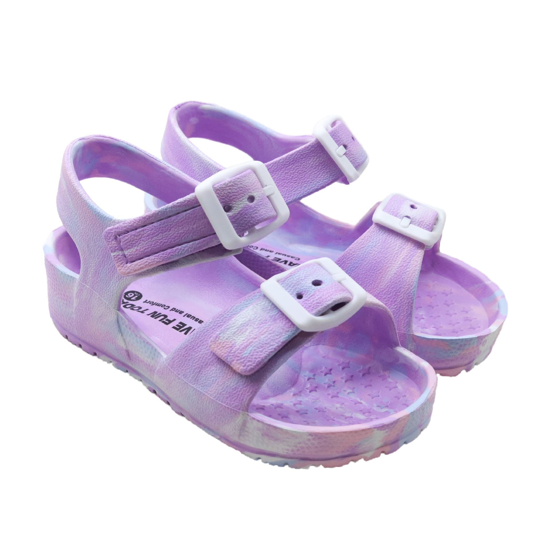 OEM Custom Japanese Export Double Buckle Children's Birkenstock Sandals with Hook-and-Loop Closure, Mixed Color EVA Beach Sandals