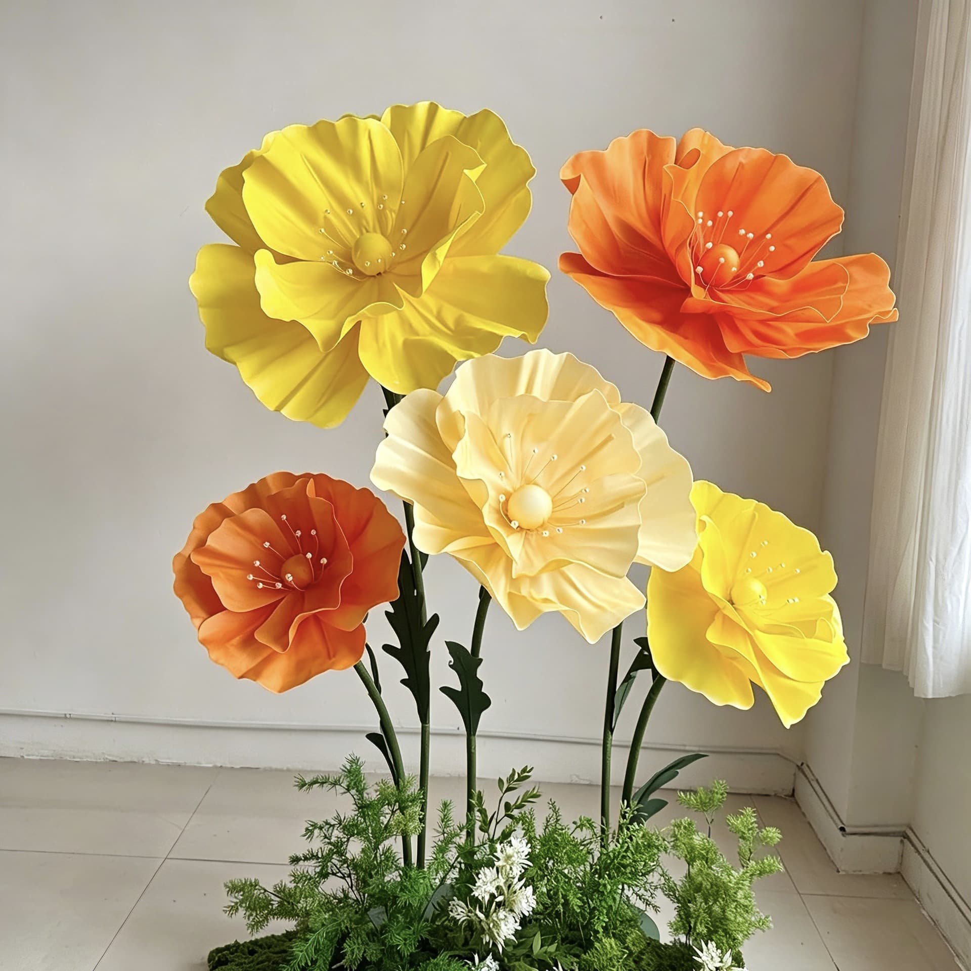 EVA foam poppy decoration window display props shopping mall decoration giant simulation flower art outdoor waterproof