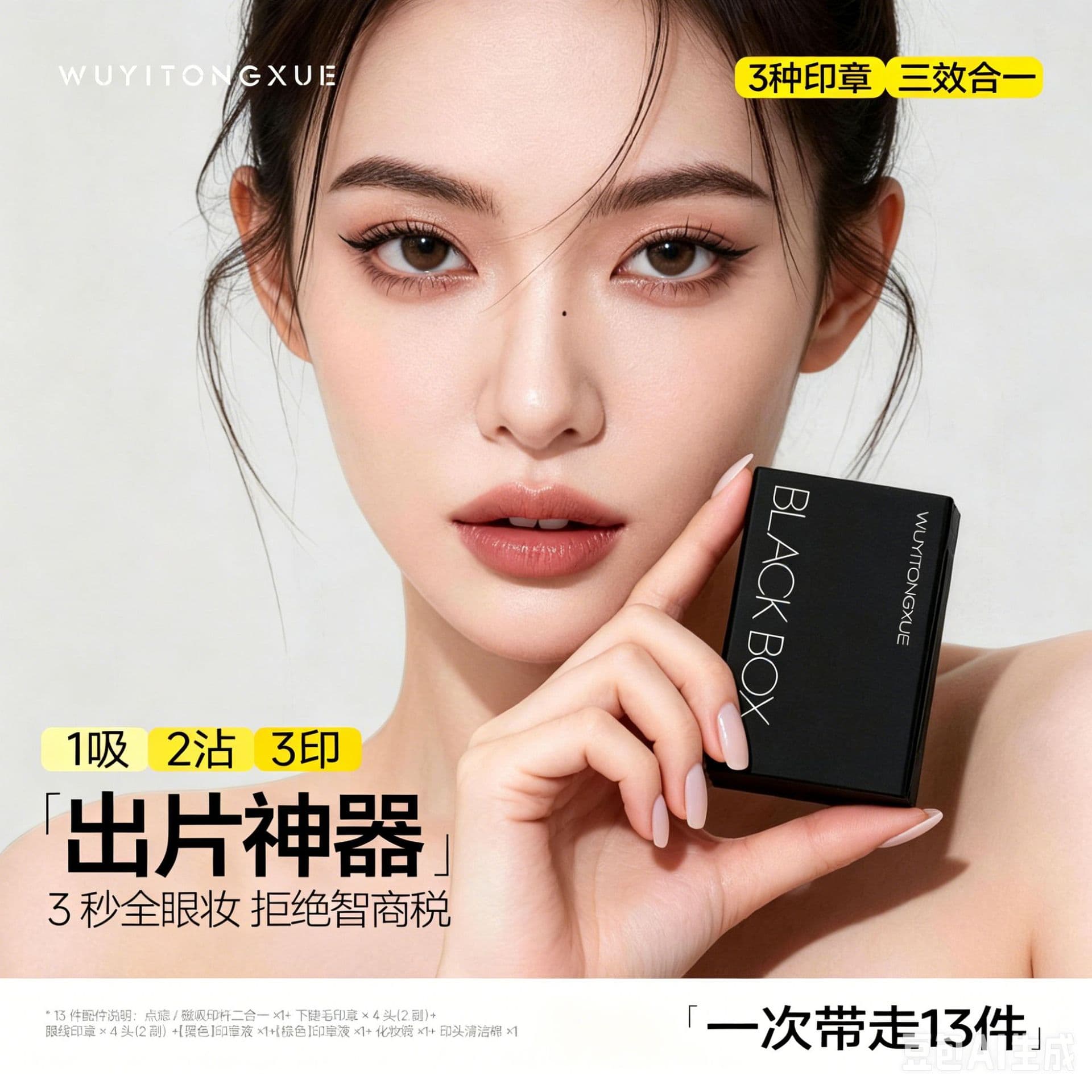 Cross-border customization of classmate Wu Yi’s false eyelashes, eyeliner, eyelash seal, mole eye makeup, three-in-one small black box