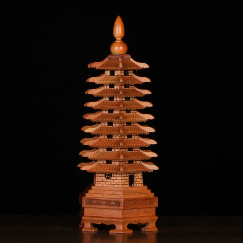 Peach Wood 13-Layer 9-Layer Student Open Wooden Wenchang Tower Pure Wooden Nine-Layer Thirteen-Layer Ornament Flagship Store