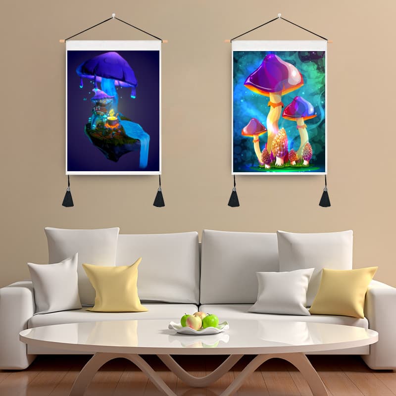 Dream Mushroom Hanging Painting Psychedelic Living Room Decoration Background Wall Tapestry Mural Digital Printing Tapestry Cloth Room Decoration