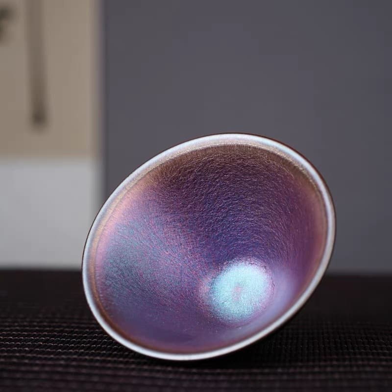 Gold-Plated Jianzhan Hat-shaped Tea Cup, Chinese Ceramic Master's Cup, Home Tea Tasting Cup, Radiant Raw Ore Glaze Candy Cup