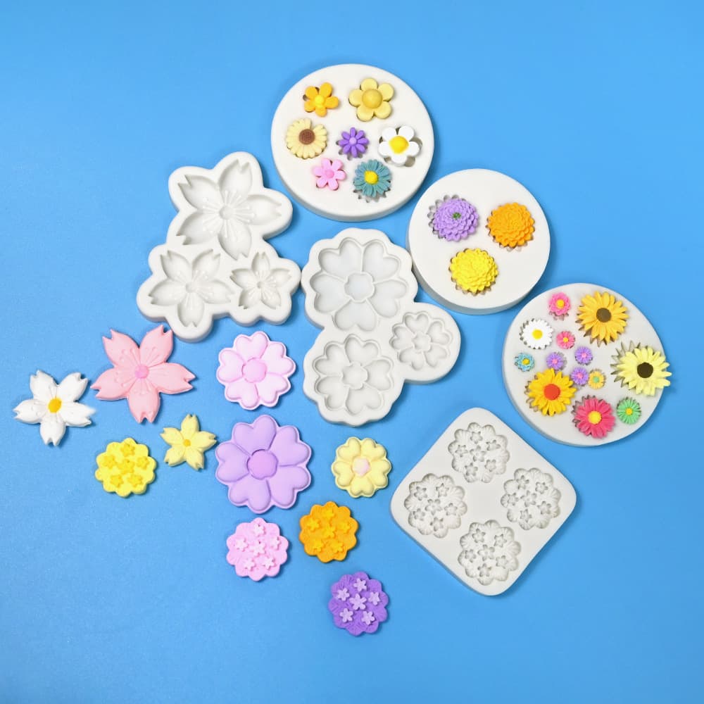 Cherry Blossom Sunflower Daisy Five-Petal Flower Silicone Mold Fondant Cake Decoration Mold Chocolate Mold Candle Mold