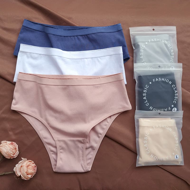 Breathable Large Size Pure Cotton Underwear Women's High Waist Tummy Control Semi-Butt Covering Knitted Innerwear for Girls