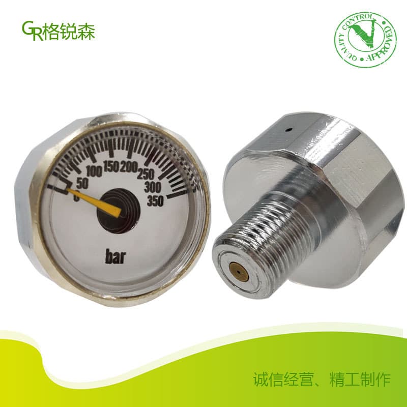 25MM Metal Chrome-Plated Mini Pressure Gauge 350bar High Pressure Gauge Axial Pressure Gauge NPT1/8 Thread