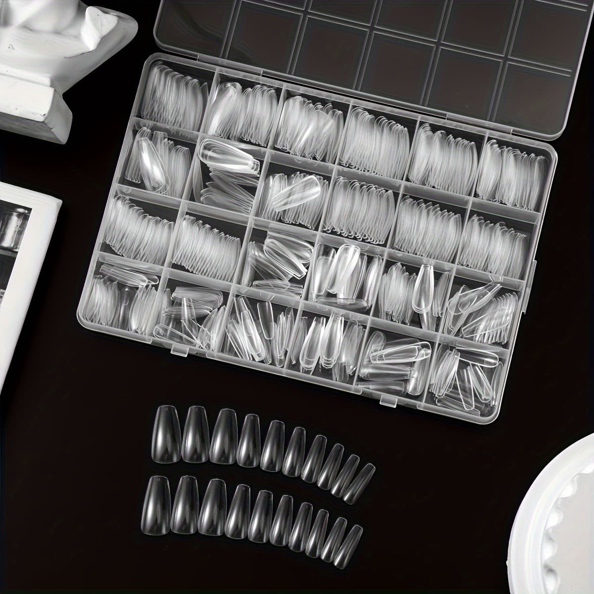 576Pcs Long Coffin Ballerina Acrylic Nail Set Glossy Full Cover Easy DIY Salon Appearance