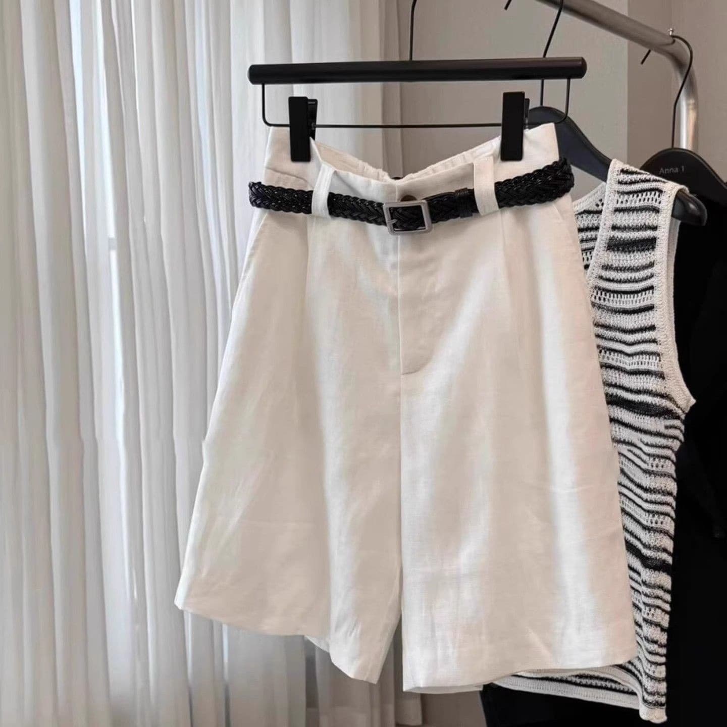 Women's White Linen Shorts, Summer New Korean Style Plus Size Slimming Loose Casual Versatile Wide-Leg Five-Point Pants