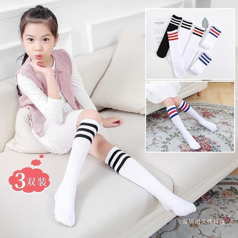 Children's Mid-Calf Socks Girls Long Tube Socks Boys Football Socks Baby High Tube Socks Spring Autumn Thin Style Student Calf Socks