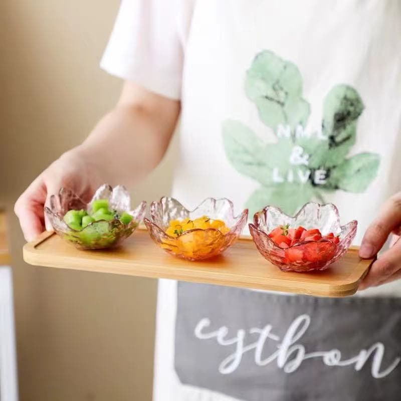Japanese Glass Cherry Blossom Plate Creative Pink Petal Plate Small Home Dipping Sauce Dish Seasoning Dish Glass Tableware Wholesale