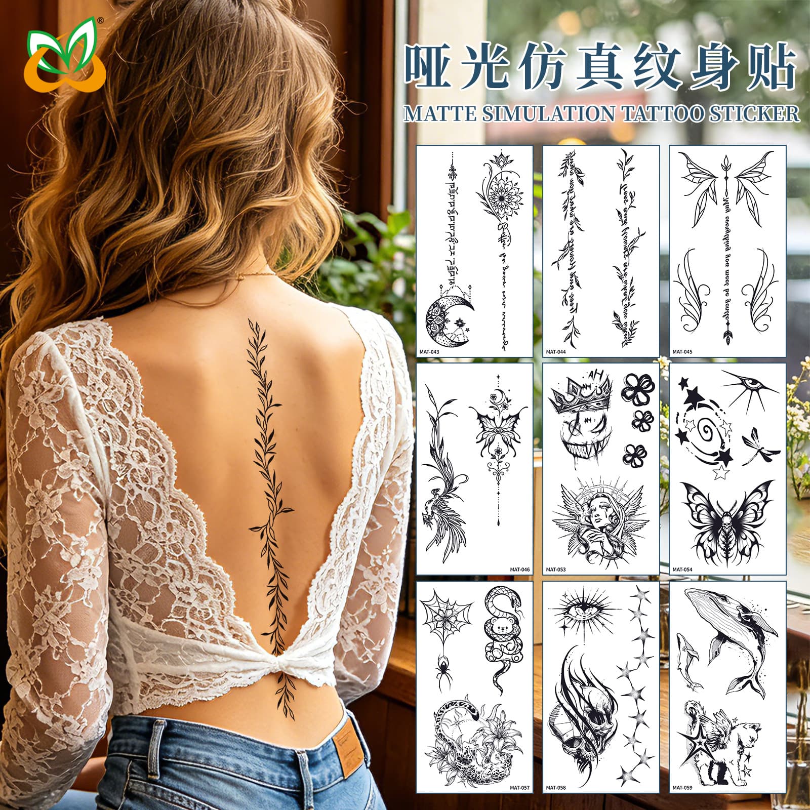 Cross-border new men and women flower arm back thigh tattoo stickers matte tattoo stickers realistic non-reflective and long-lasting