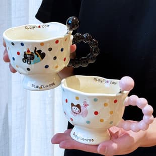 Cute Couple Mugs, High-Face-Value Ceramic Breakfast Cup for Women, Birthday Gift Coffee Water Cup