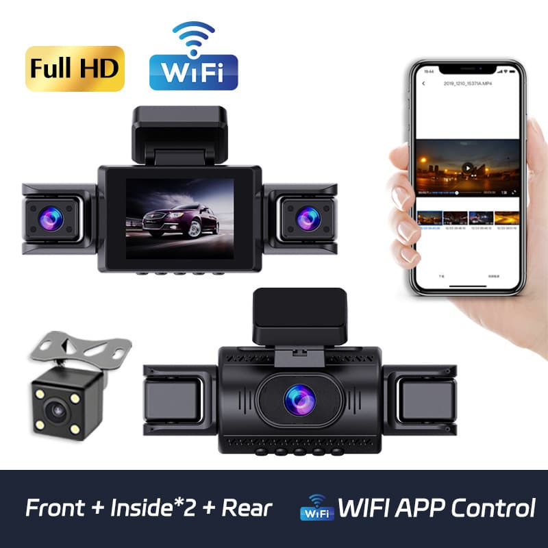 Cross-border Dash Cam 4-Lens 1080P HD Night Vision Quad Recording Simultaneous Display Car DVR Quad Recorder