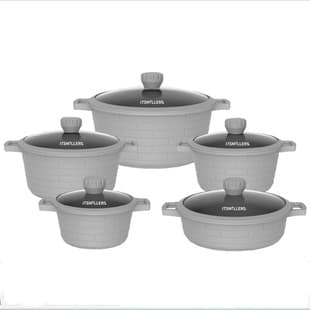 10pcs Cookware Set Gold Brick Non-Stick Marble Pot Set Aluminum Pot Die-Cast Granite Pot