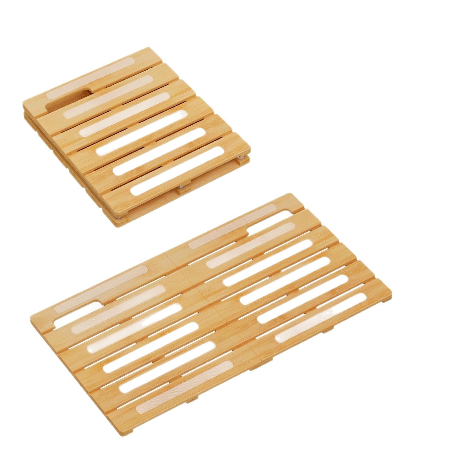 Simple Bamboo Shower Mat Foldable Bathroom Non-Slip Mat Bathroom Floor Mat Home Bathroom Bath Wooden Floor Mat