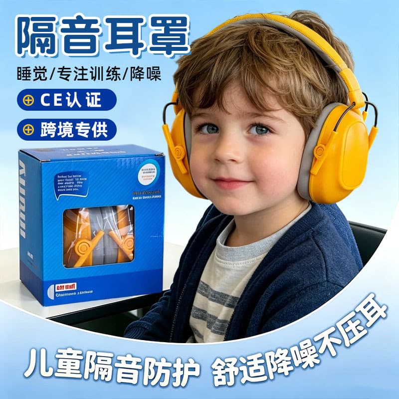 One-piece drop-shipping baby anti-shock protection hearing sleep noise-cancelling earmuffs baby noise-cancelling children's soundproof earmuffs