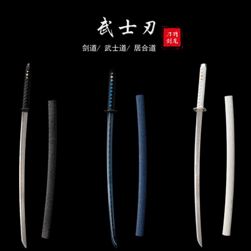 Longquan Sword Japanese Cold Weapon High-Performance Manganese Steel Integrated Forged Training Sword Self-Defense Collectible Decoration Unsharpened
