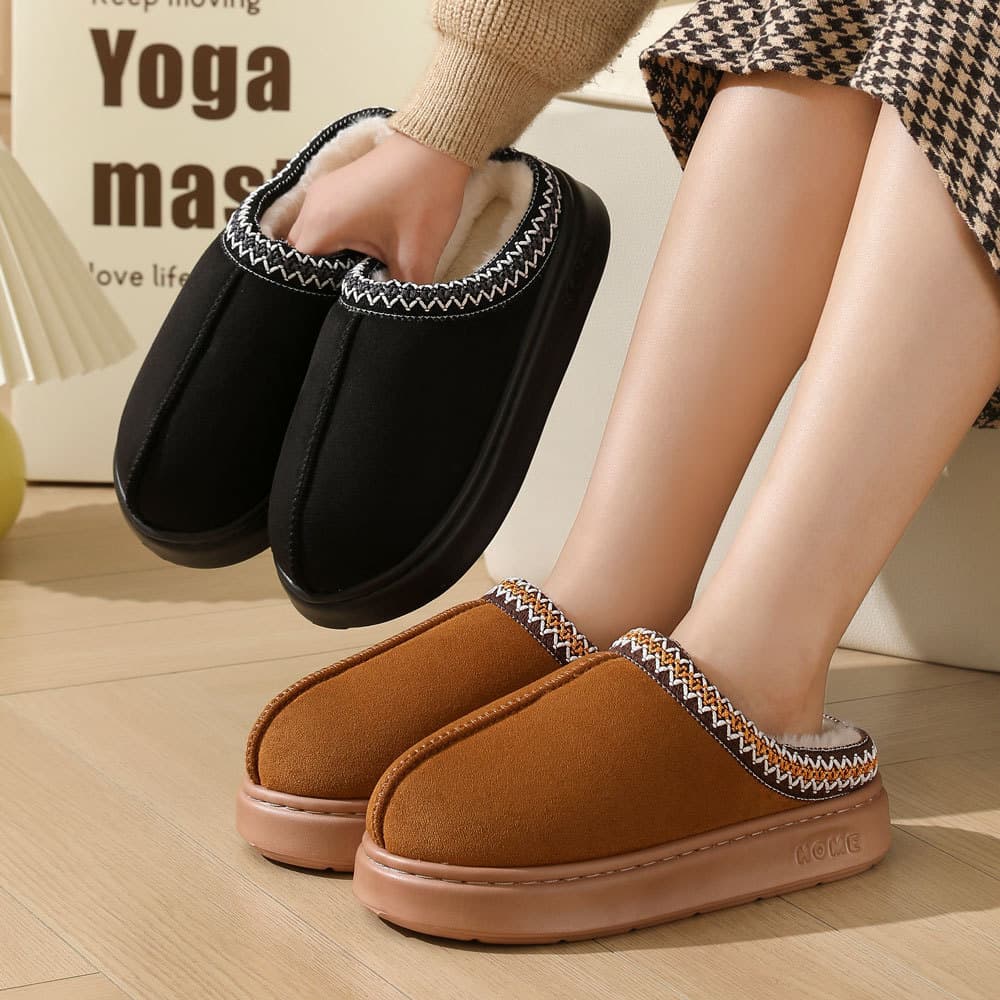 New Cross-Border Autumn/Winter Lace Fashion Cotton Slippers Women's Home Wholesale Couple Style Indoor and Outdoor Warm Cotton Slippers