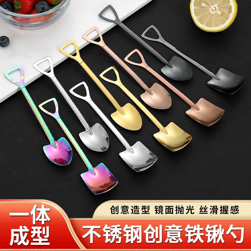 Household stainless steel watermelon spoon high-looking spoon golden creative dessert spoon shovel spoon children's cake spoon wholesale