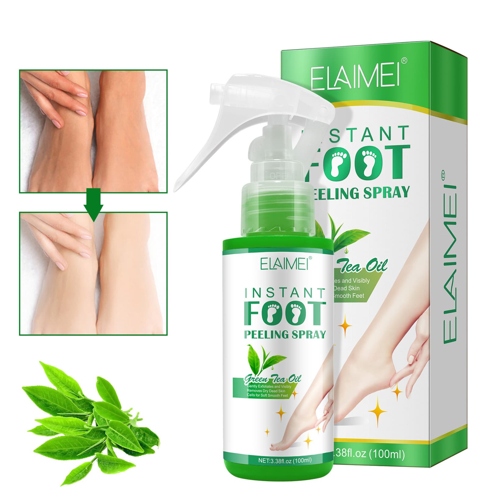 Amazon ELAIMEI Foot Exfoliating Spray - Gentle Moisturizing, Removes Calluses and Dead Skin, Brightens Skin Tone