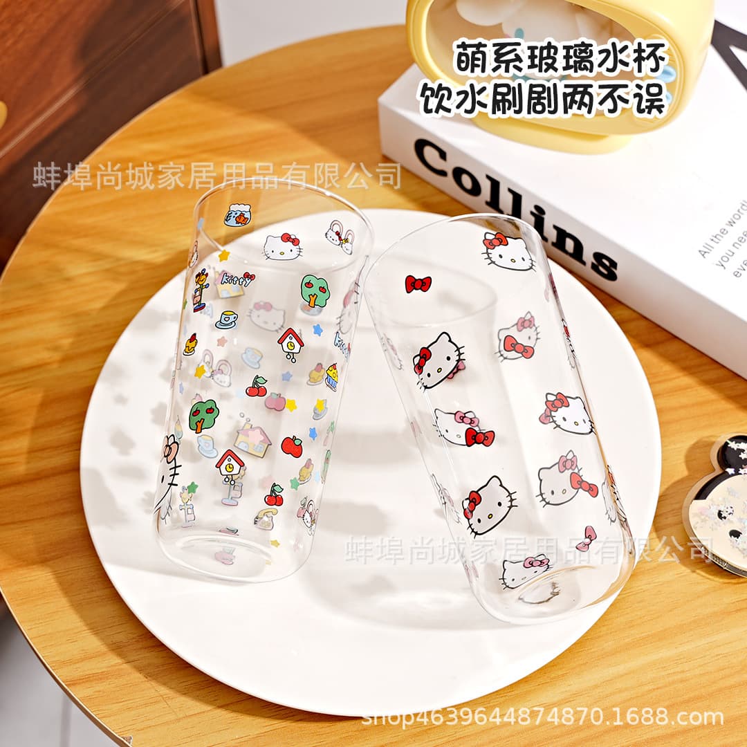 Hello Kitty Glass Cup, High Temperature Resistant, Large Capacity Water Cup, Coffee Cup for Office