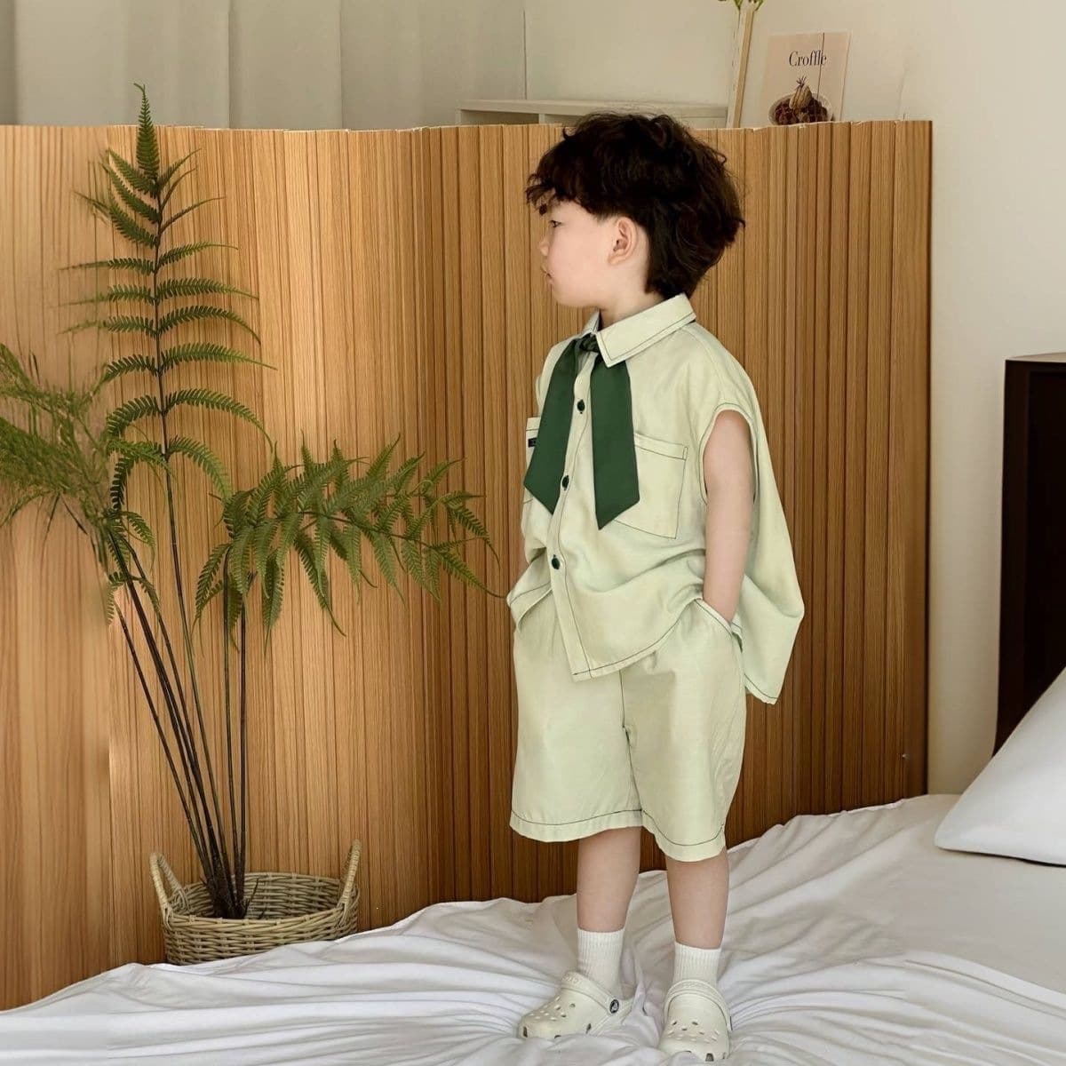 Boys Shirt Set Summer 2026 New Thin Fabric Stylish Baby Sleeveless Two-Piece Set Children's Summer Cool