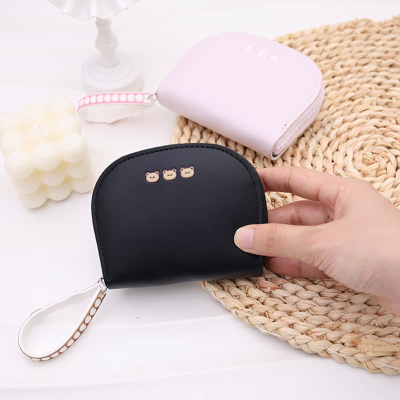 In-Stock Wholesale New Women's Card Holder with a High-End Feel, Cute Bear Lanyard Short Wallet, Adorable Student Ins-Style Coin Purse