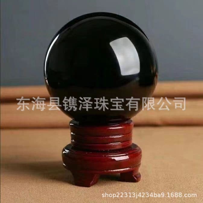 Natural Obsidian Black Crystal Ball Ornament, 2 to 20 cm in Stock Direct Sales, Polished Raw Stone Display Piece