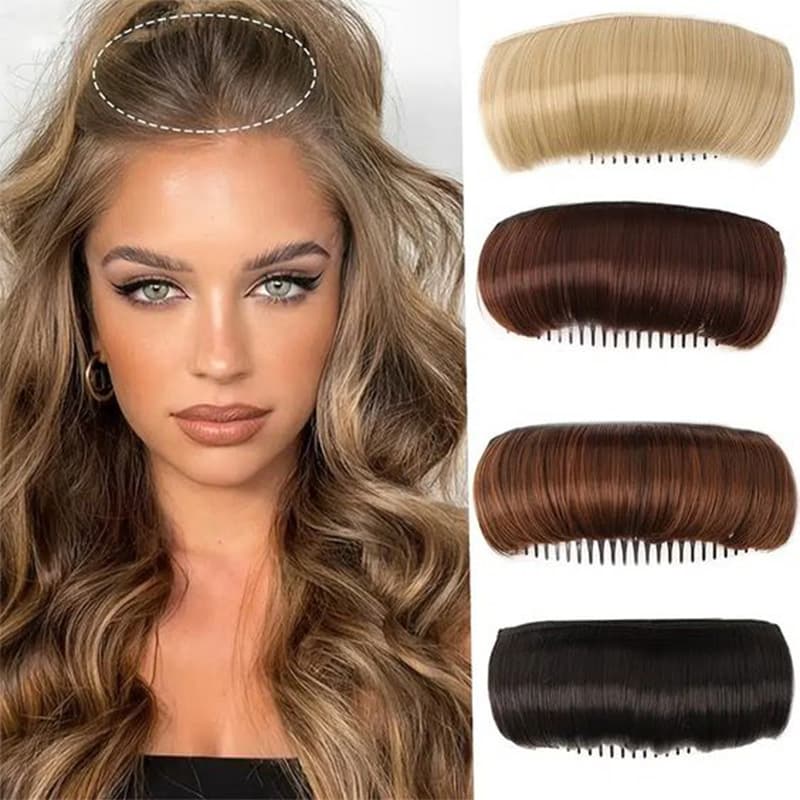 Hair Root Volumizing Pad with Comb Clip, Hair Bun Cushion, Crown Volumizer, Forehead Hair Extension