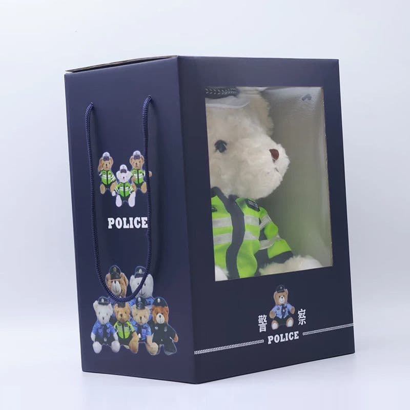 Police Bear Gift Box Set for Children's Day - Cute Box with Firefighter Bear Doll, Complete Set of Internet-Famous Traffic Police Bear