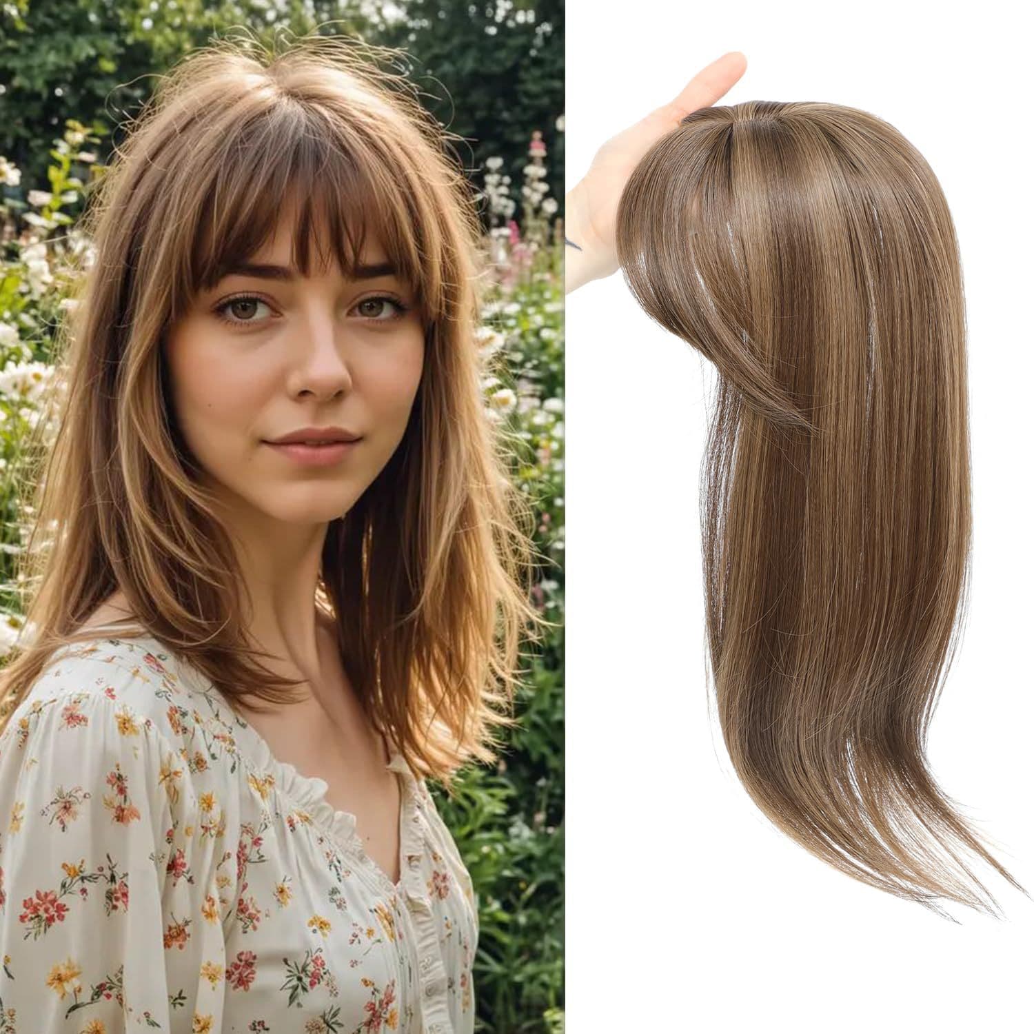 Women's Clip-in Hair Topper with Fringe Lace for Thinning Hair and Gray Coverage, Xuchang Wig Factory