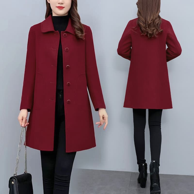 Real Shot Padded 2022 Autumn/Winter New Women's Tweed Coat Mid-Length Peter Pan Collar Tweed Jacket.