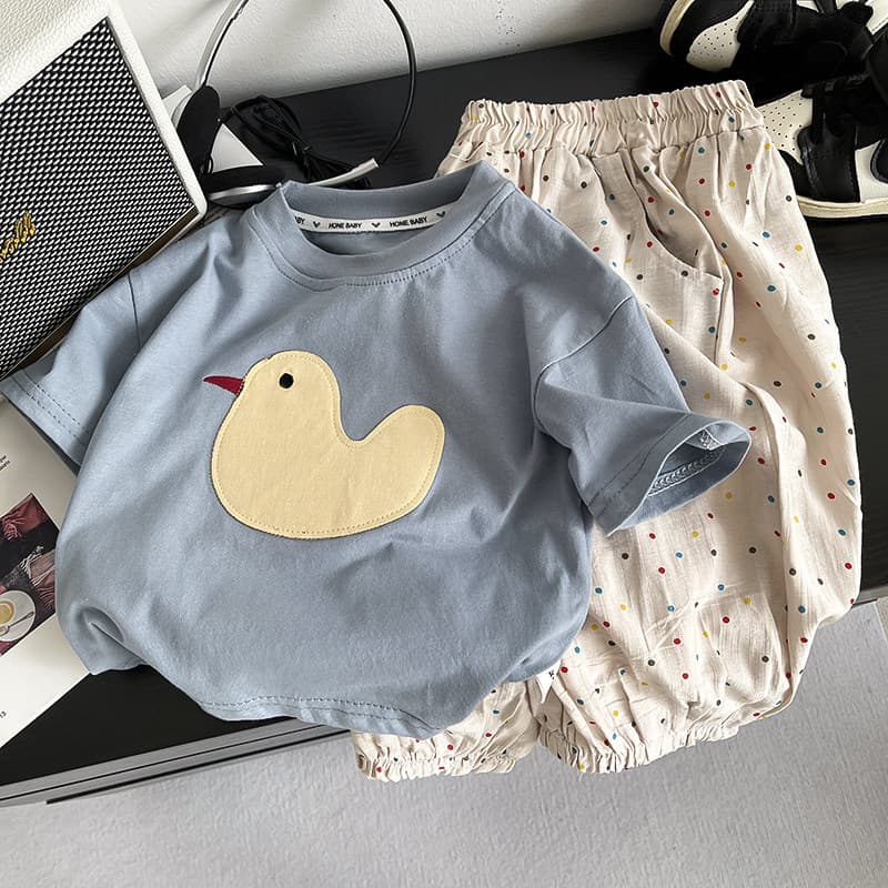 Baby boy summer suit super cute baby clothes Korean cartoon short-sleeved anti-mosquito pants two-piece summer set