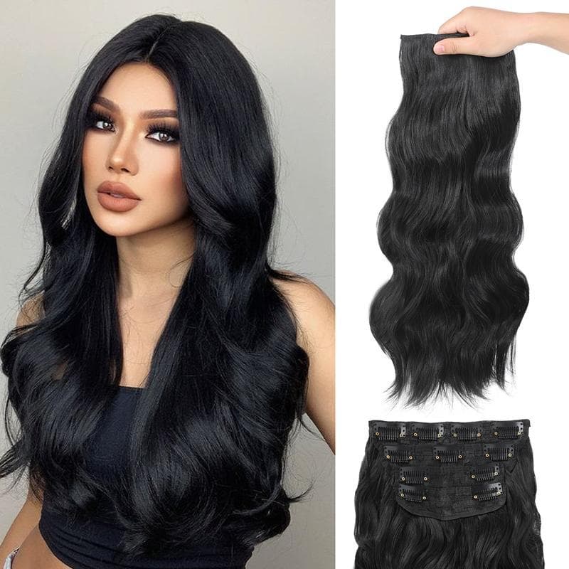 European and American Cross-border High-temperature Silk Hairpiece Women's Hair Extension Clip-in Curly Hairpiece Four-piece Set Synthetic Hair Extension Hair