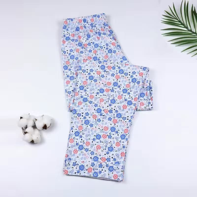 Wholesale Drop Shipping 100% Cotton Women's Pajama Pants Full Cotton Loungewear Loose High-Waist Printed Long Pants Plus Size Thin Style