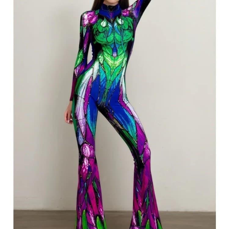 2026 Best-Selling 3D Printed Bodysuit with Wide-Leg Jumpsuit for Women Adult Cosplay