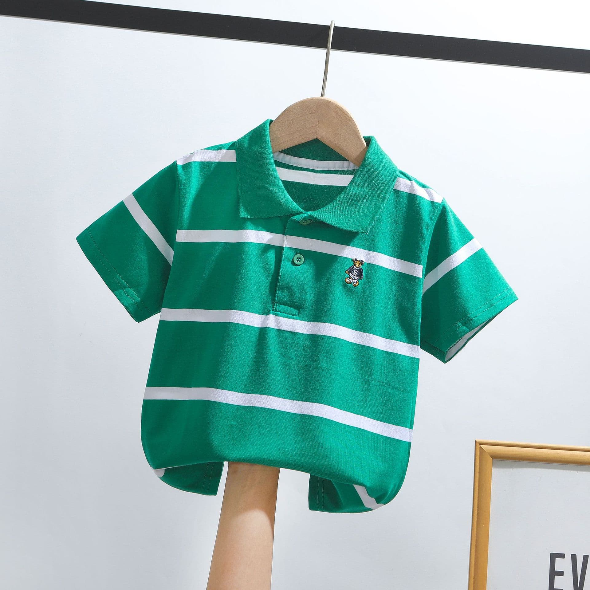Polo Kids Children's Short-Sleeved T-Shirt Polo Shirt Summer Cotton European and American Striped Cross-Border Children's Clothing for Boys and Girls