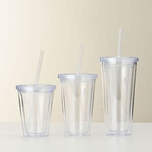 Plastic Cup 16oz Glitter Shimmer Insert Card Cold Drink Juice Cup Transparent with Flat Lid Double-Wall Straw Cup Factory Wholesale
